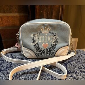 NWT Juicy Couture Light Wash Denim Heritage Crossbody Bag